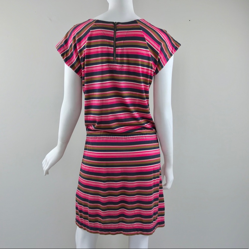 {Fossil} Multi Striped Drawstring Mini Shirt Dress - Picture 6 of 6